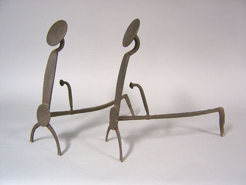 Appraisal: Three pair of wrought iron andirons late th th and