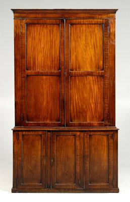 Appraisal: Fine Georgian mahogany gun cabinet two-case construction with figured mahogany