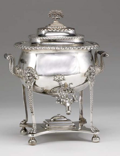 Appraisal: Victorian Silverplate Hot Water Urn mid- th century the bulbous