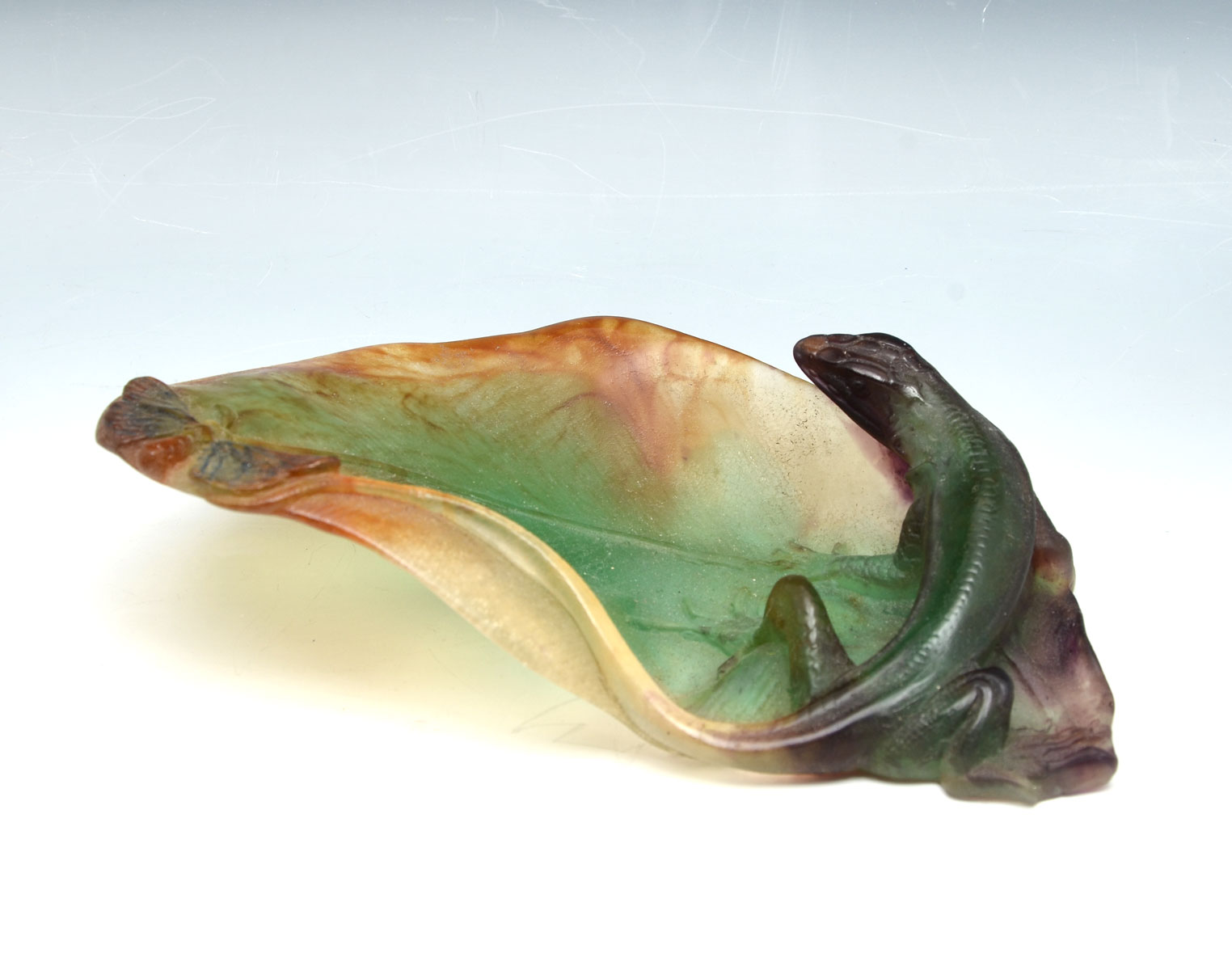 Appraisal: DAUM NANCY PATE DE VERRE CHAMELEON DISH Daum Nancy Pate