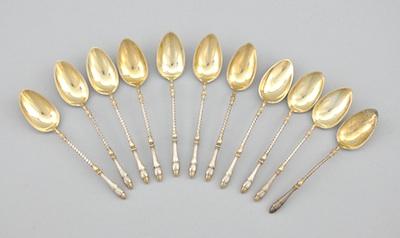 Appraisal: A Set of Eleven Silver Demitasse Spoons Each approx -