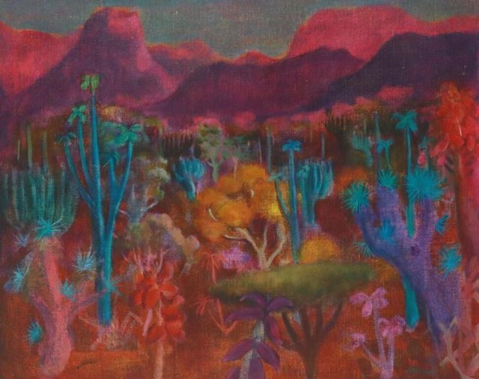 Appraisal: Framed oil on canvas painting Desert Oasis signed lower right