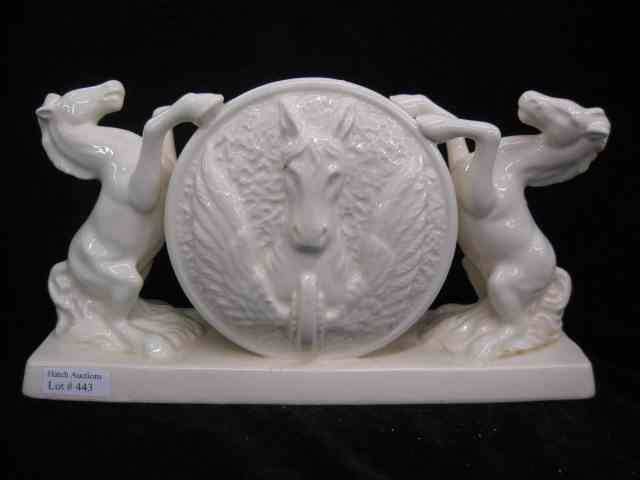 Appraisal: Figural Pottery Vase with Horses white glaze '' x ''