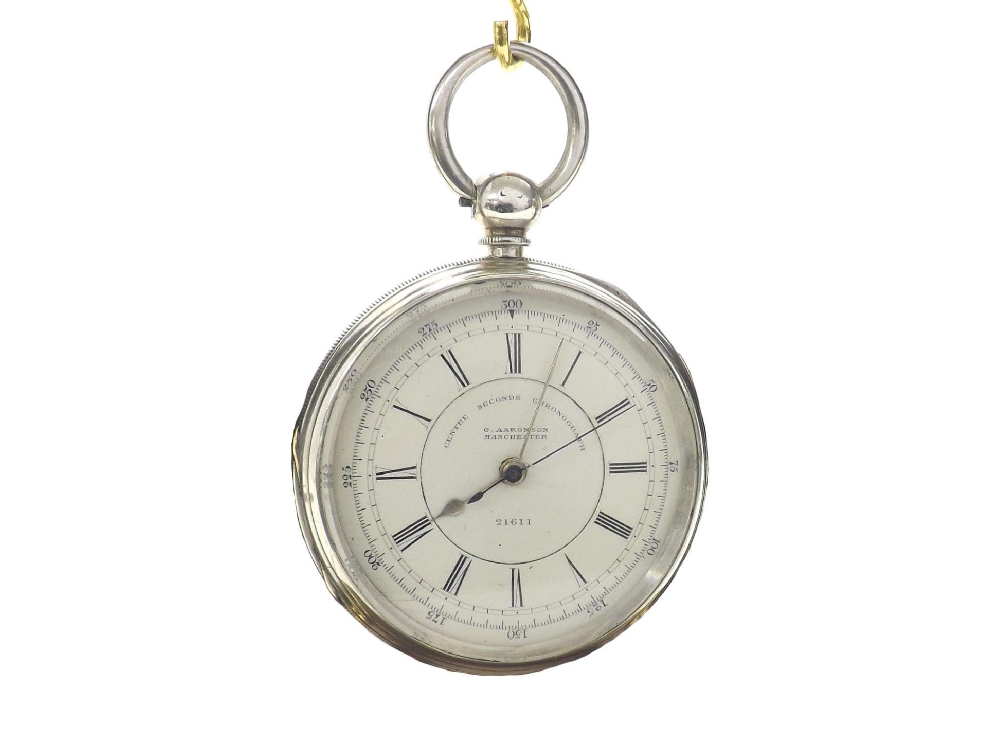 Appraisal: Silver 'Centre Second Chronograph' lever pocket watch Chester fusee lever