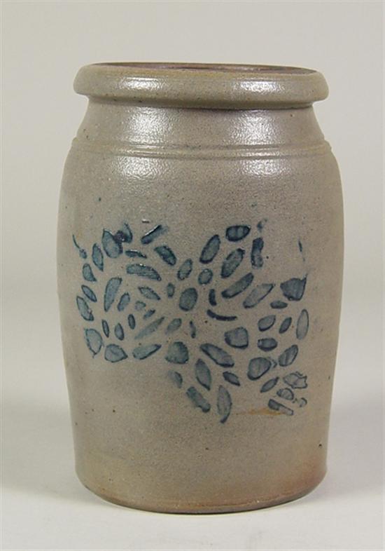 Appraisal: Stoneware Canning Crock Late th Century Stencilled foliate decoration Interior