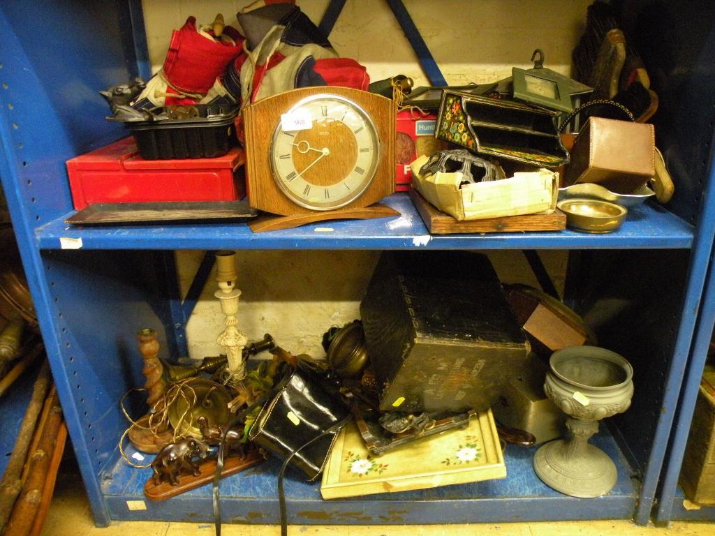 Appraisal: Various Union Jack flags an oil lamp base various boxes