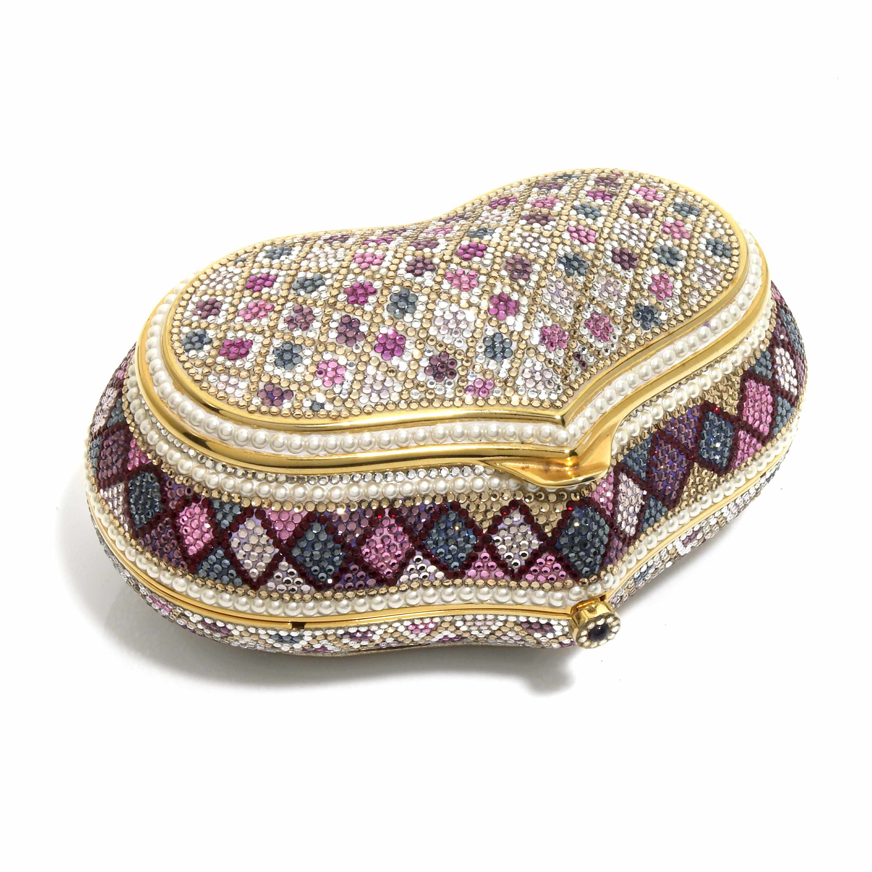 Appraisal: A heart shaped multi-colored crystal purse with flower and diamond