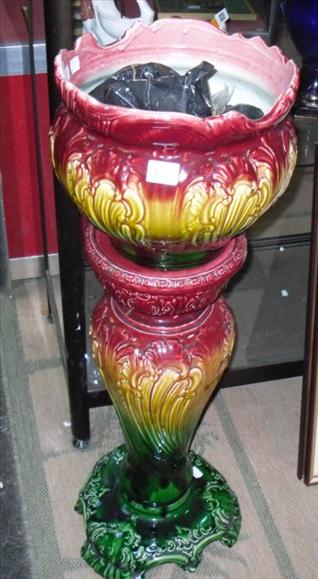 Appraisal: A Victorian pottery majolica jardiniere and stand