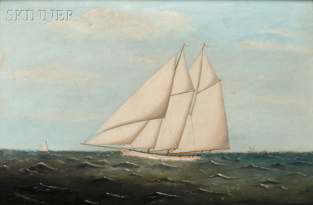 Appraisal: Clement Drew American - Schooner Under Full Sail Signed and