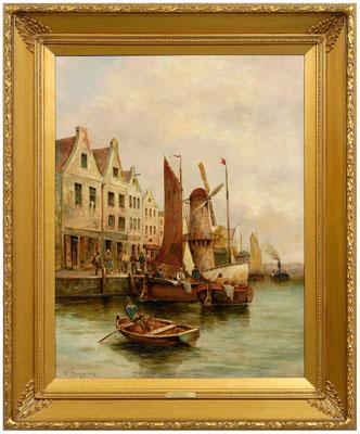 Appraisal: William Dommersen painting William Raymond Dommersen Dutch - Dutch canal