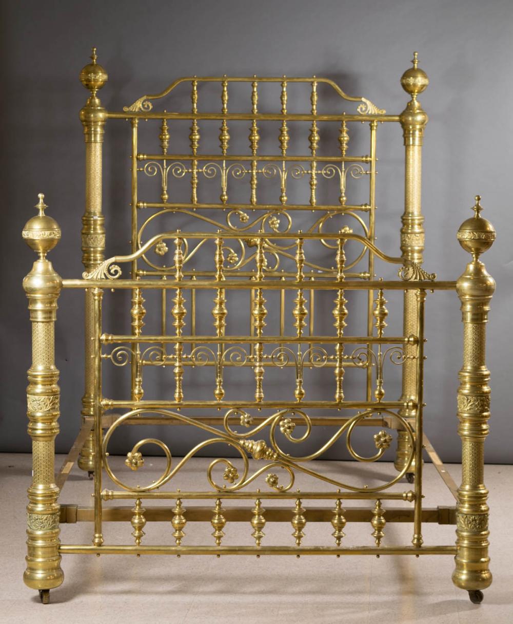 Appraisal: ORNATE VICTORIAN BRASS BED WITH RAILS American late th century