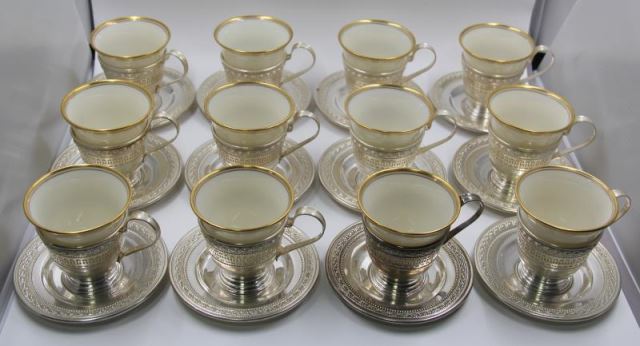 Appraisal: STERLING Set of Demitasse Service Includes sterling Matthews Co cups