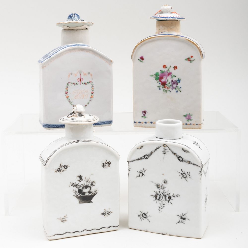 Appraisal: Group of Four Chinese Export Porcelain Tea Caddies Comprising A