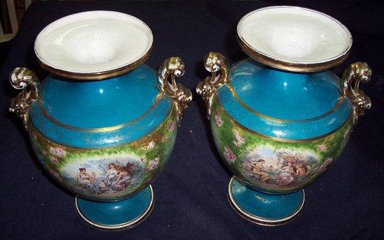 Appraisal: A pair of Continental baluster vases decorated with printed Classical