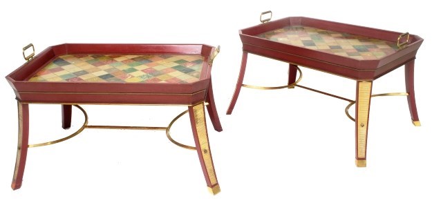 Appraisal: A pair of th century low occasional tables with faux