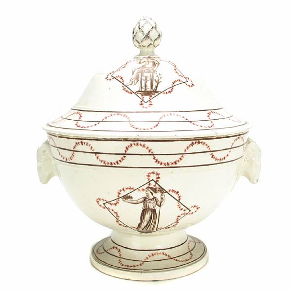 Appraisal: An English creamware covered tureen height in