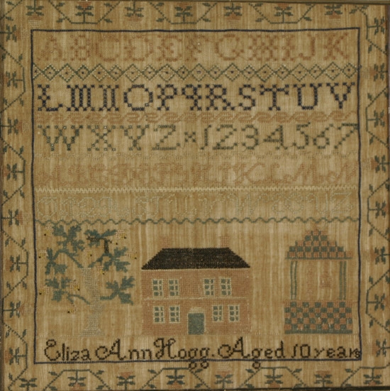 Appraisal: American Needlework Sampler Worked by Eliza Ann Hogg Second Quarter