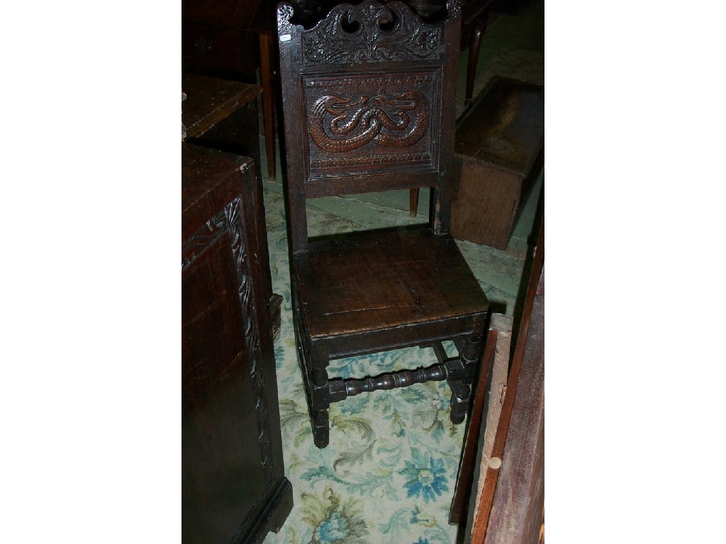 Appraisal: An th century oak side chair on turned supports and