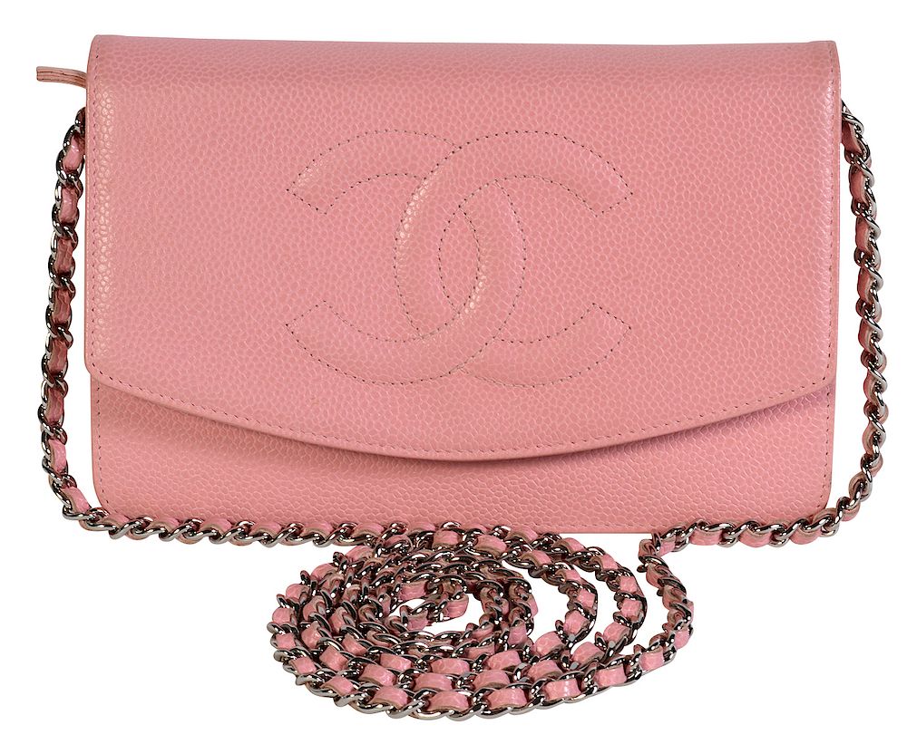 Appraisal: CHANEL Pink Caviar Leather Wallet on Chain Pink Chanel Wallet