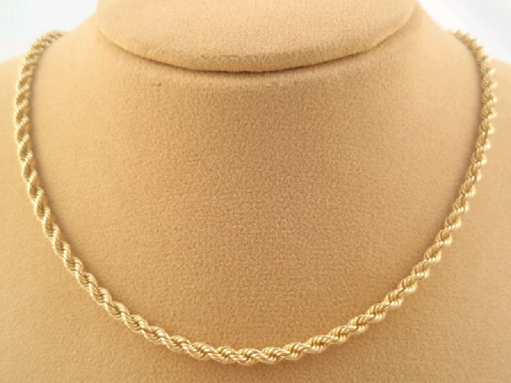 Appraisal: A twist rope link necklace cm stamped kt g