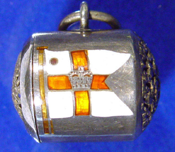 Appraisal: Military interest silver metal vinaigrette enamelled with a naval ensign