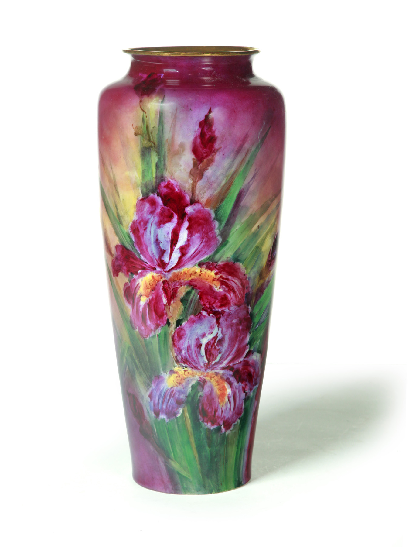 Appraisal: T V LIMOGES HAND PAINTED VASE France c Burgundy field