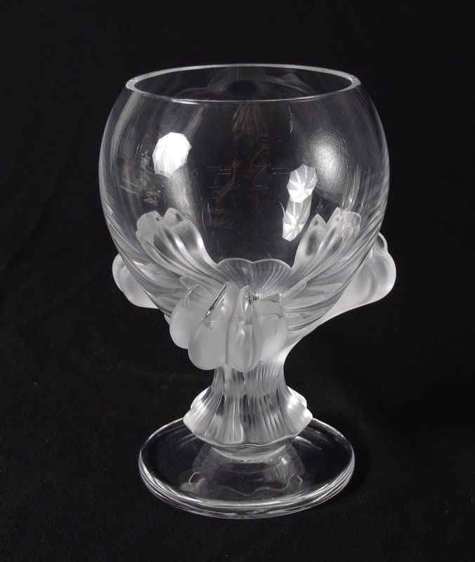 Appraisal: LALIQUE FRENCH CRYSTAL ''BAGHEERA'' LION PAW VASE Frosted paws under