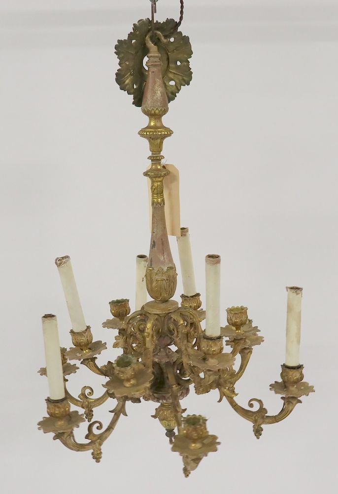 Appraisal: Antique Gilt Bronze Chandelier Nice quality and patina From a