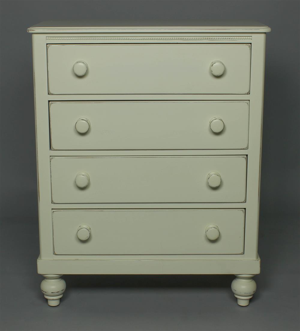 Appraisal: WHITE PAINTED CHEST OF DRAWERS LABELED LEXINGTON ESTATE OF TOM