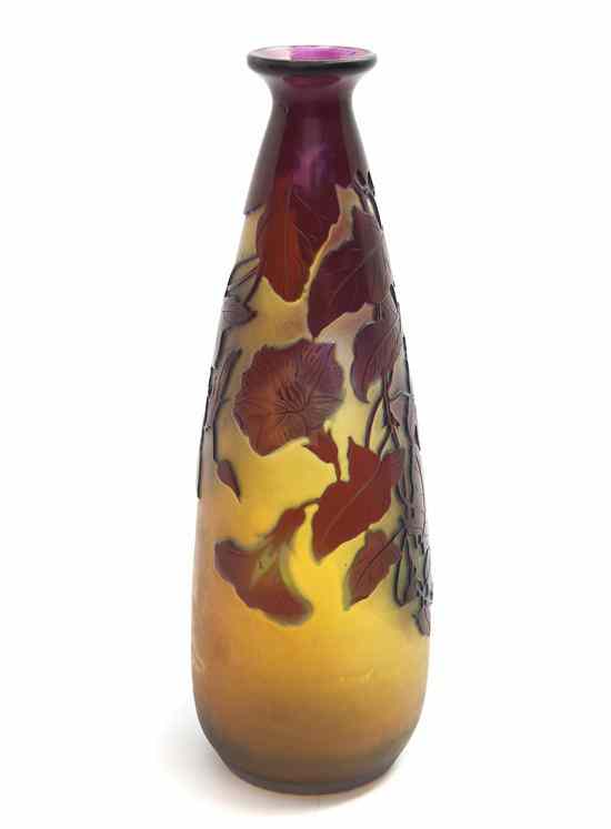 Appraisal: A Galle Cameo Glass Vase of tapering form decorated with