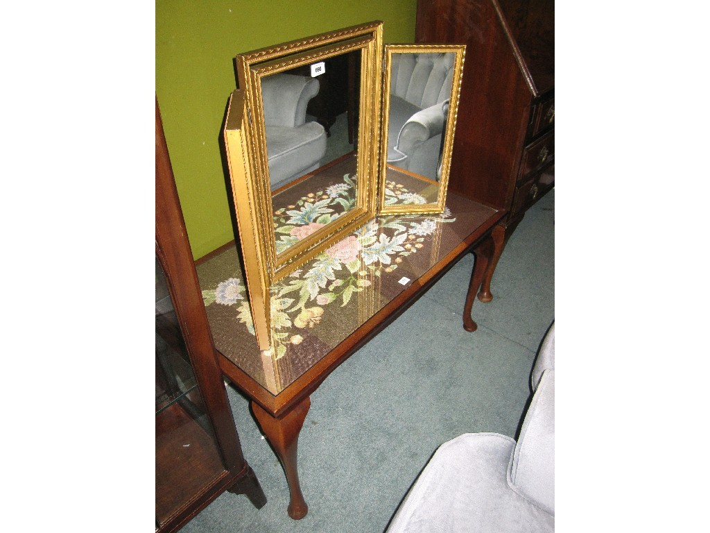 Appraisal: Lot comprising a tryptych mirror and an occasional table