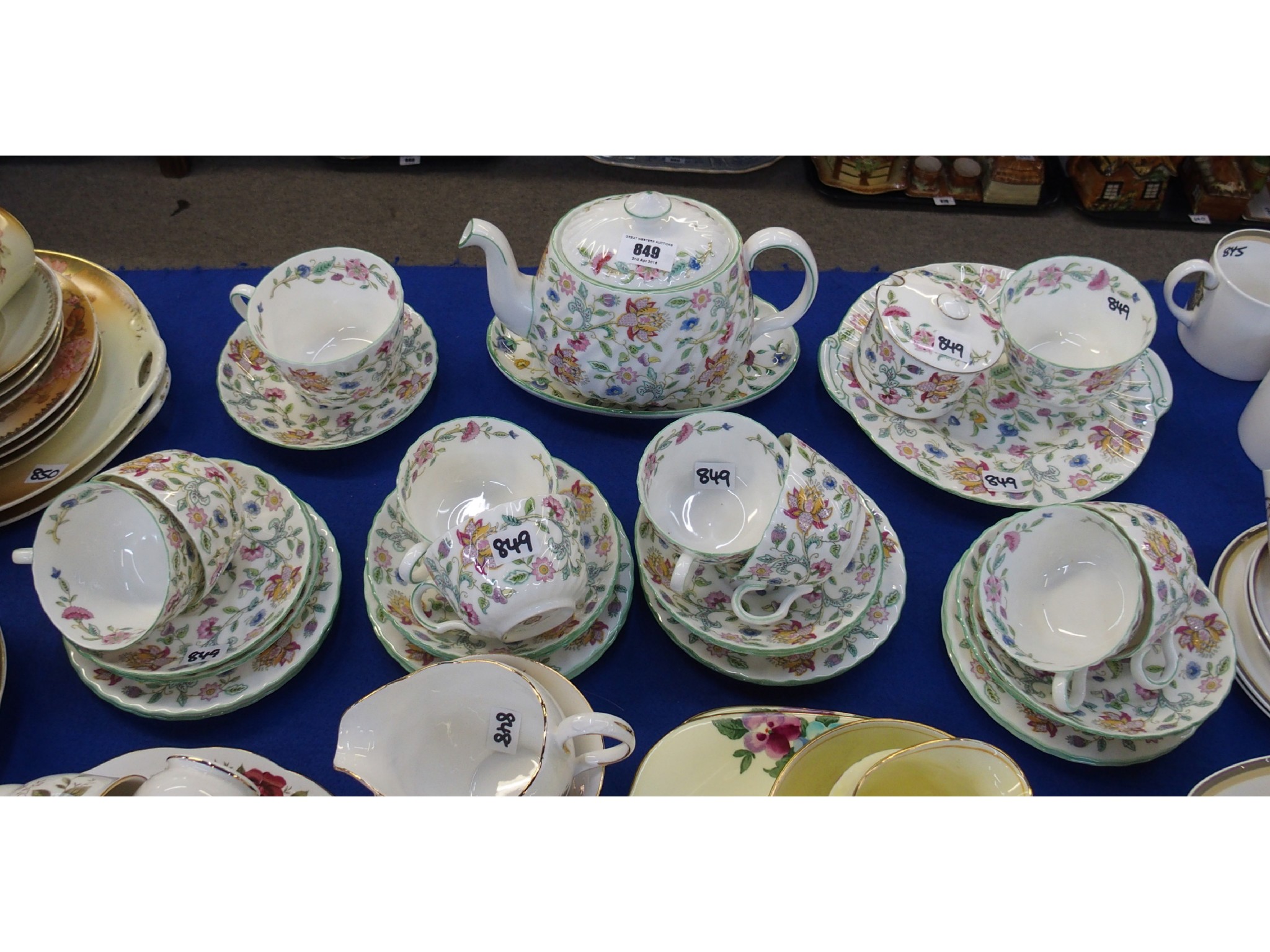 Appraisal: Minton Haddon Hall teawares to include teapot cups saucers and