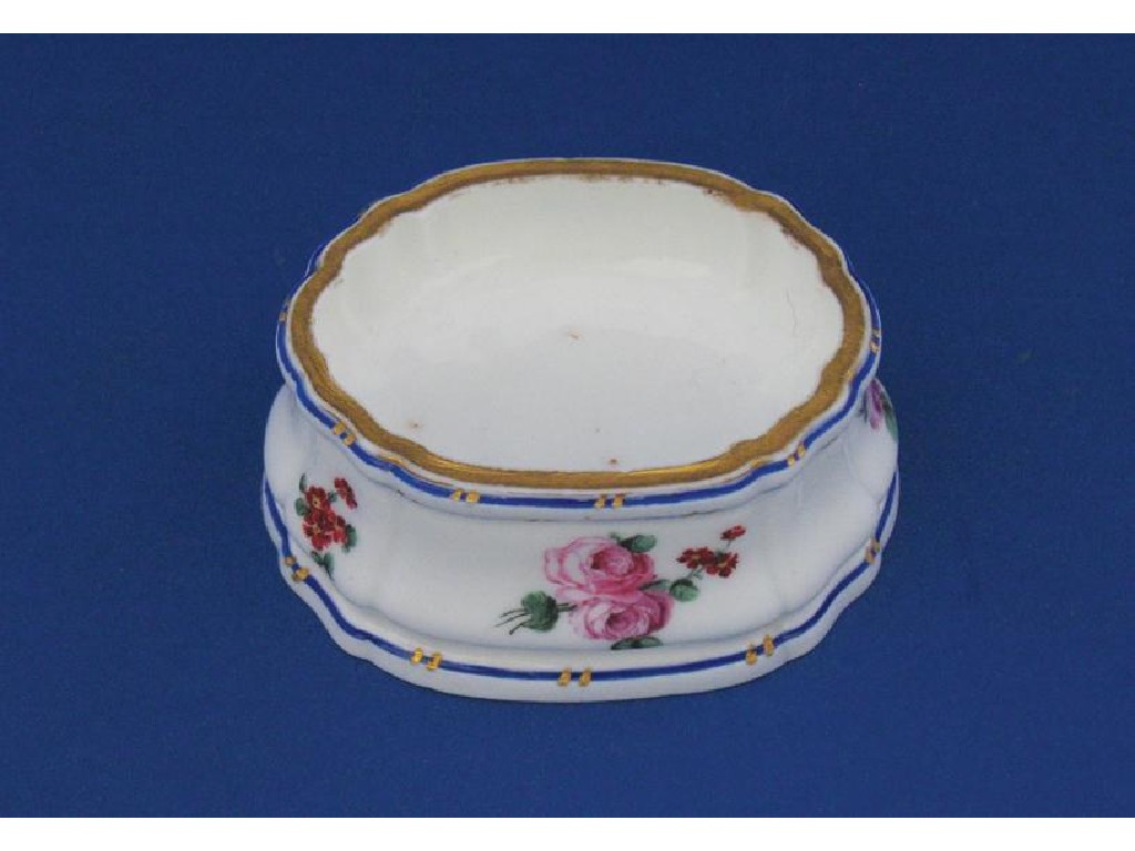 Appraisal: A SEVRES TABLE SALT of oval form the frieze painted