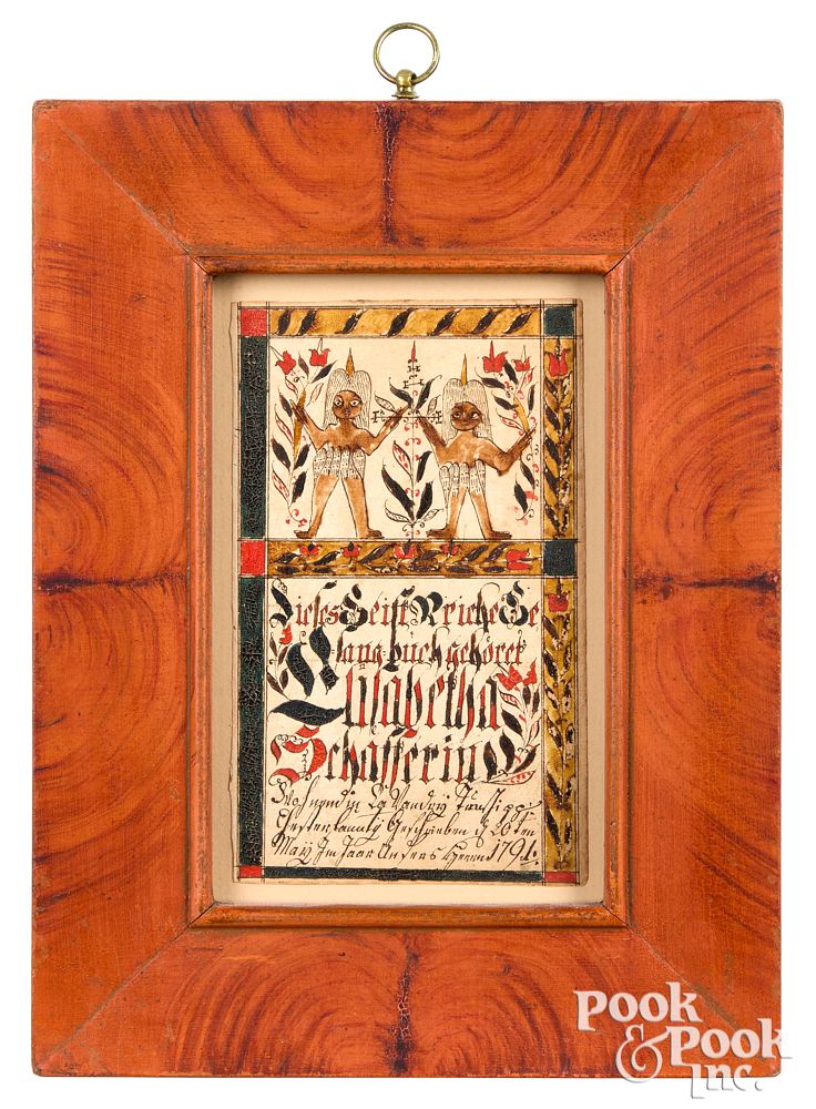 Appraisal: Christian Alsdorf fraktur bookplate Christian Alsdorf Southeastern Pennsylvania active -