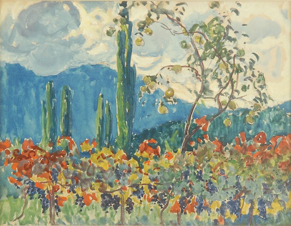 Appraisal: WILLIAM SAMUEL HORTONAmerican - Tropical Garden - Flower and Mountains