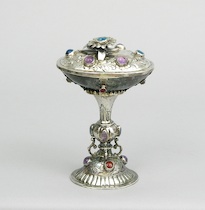 Appraisal: A Silver Moss Agate Chalice German ca th th Century