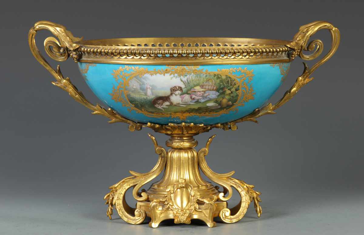 Appraisal: Sevres Center Piece w Gilt Bronze Mounts Condition Excellent Dimensions