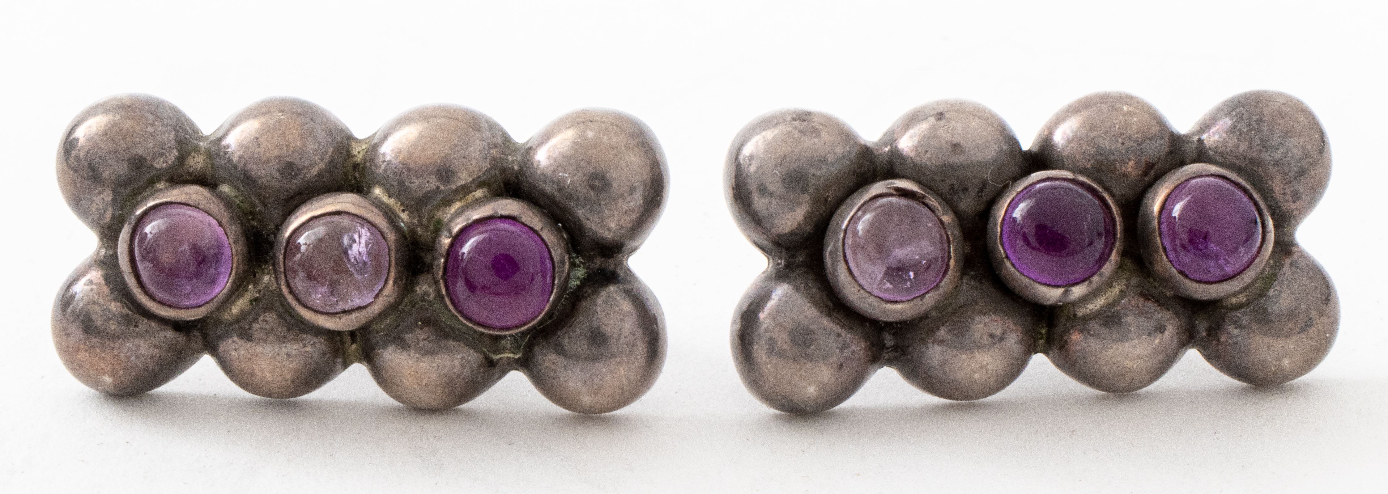 Appraisal: VINTAGE TAXCO MEXICAN SILVER AMETHYST EARRINGS Vintage Taxco Mexican sterling