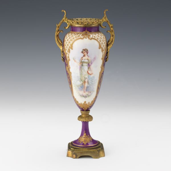 Appraisal: SEVRES PORCELAIN AND D'ORE BRONZE MOUNTED CABINET VASE On tapered