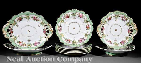 Appraisal: An English Porcelain Gilt and Polychrome Transfer-Decorated Partial Dessert Service