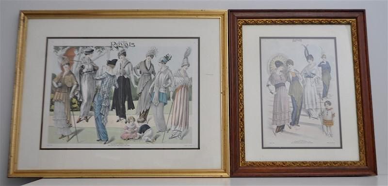 Appraisal: FRAMED JULY LE COSTUME ROYAL AMERICAN FASHION PLATES Two Framed