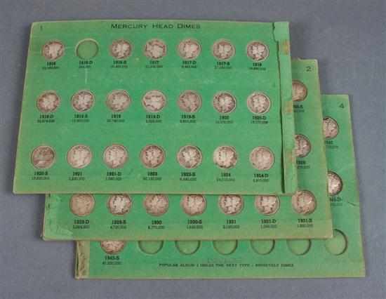 Appraisal: Collection of United States Mercury type silver dimes - housed