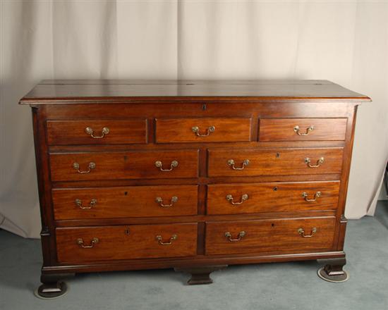 Appraisal: A George III Mahogany Mule Rug Chest with oak secondary