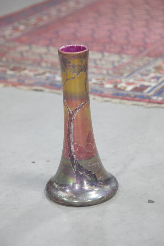 Appraisal: WELLER VASE LaSa pattern Of tapered form having an iridescent