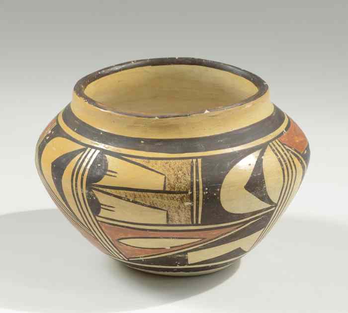 Appraisal: HOPI POTTERY BOWL having rust and black geometric design against