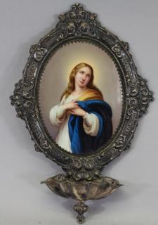 Appraisal: Exceptional Porcelain Plaque in Silver Frame Exceptional Porcelain Plaque in