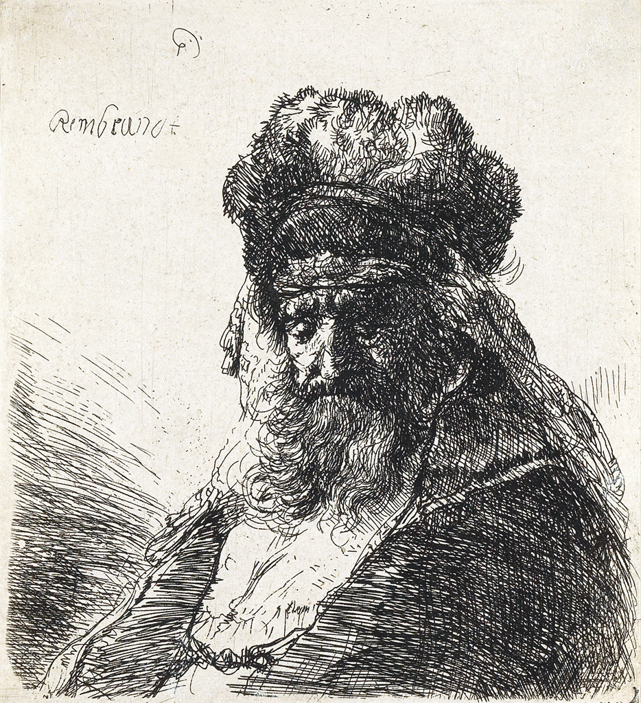 Appraisal: REMBRANDT VAN RIJN Old Bearded Man in a High Fur