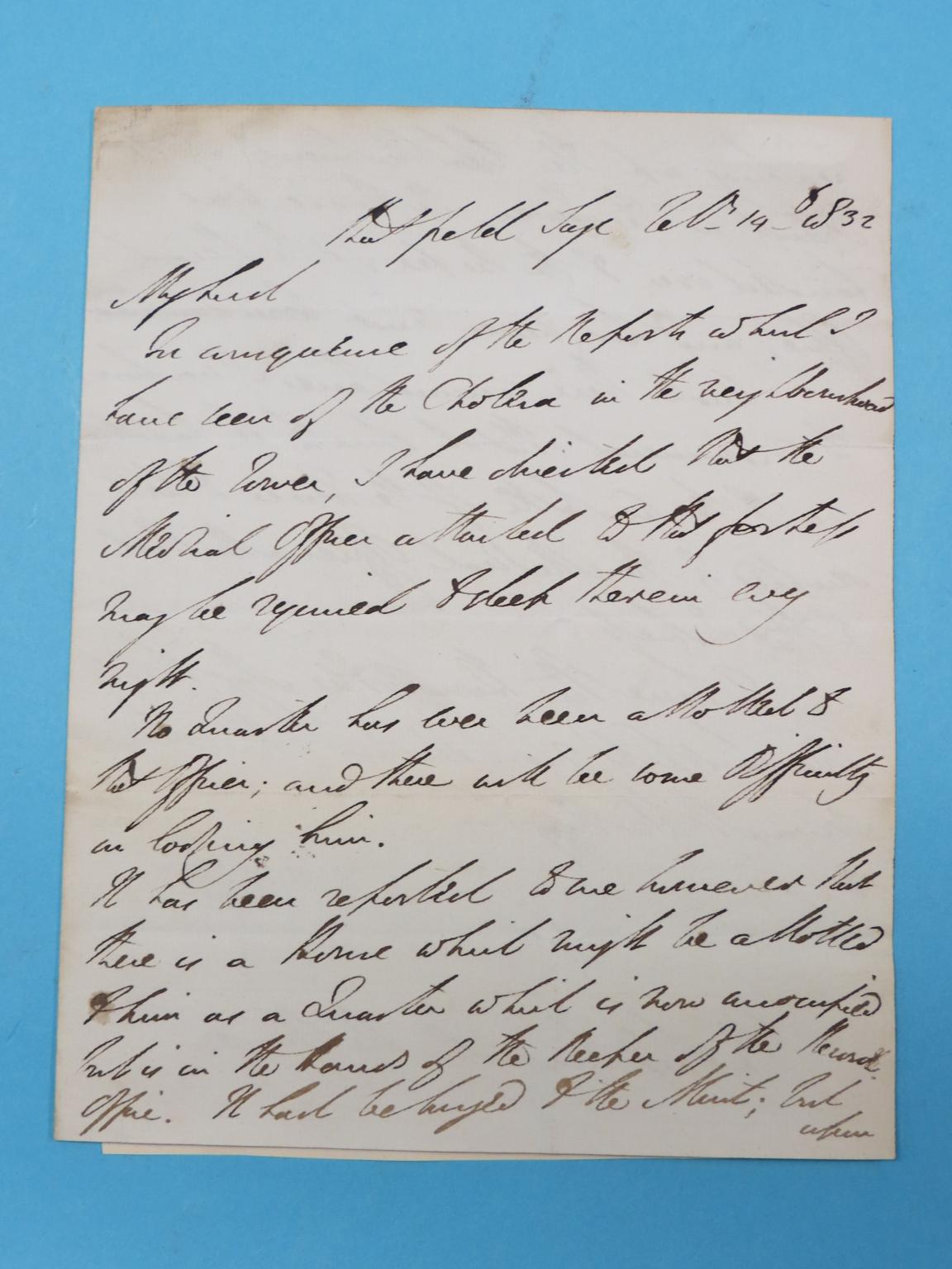 Appraisal: Arthur Wellesley st Duke of Wellington - - hand-written two-page