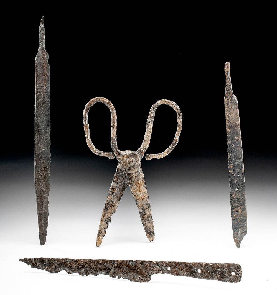 Appraisal: Viking Iron Knives Pair of Scissors Rare Group Northern Europe