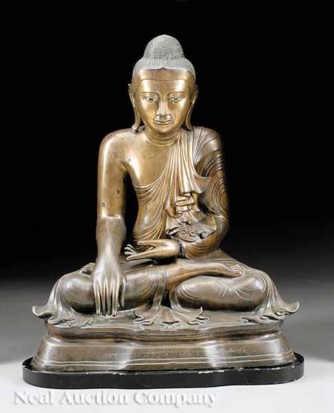 Appraisal: A Large Indian or Southeast Asian Bronze Figure of Buddha